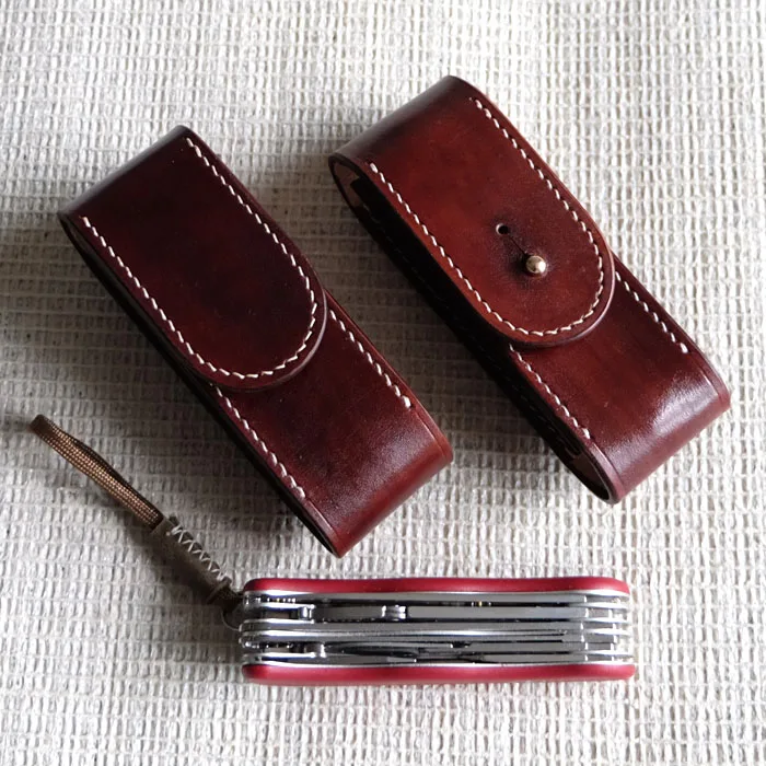 Imagem -05 - Vegetal Bronzeado Couro Estojo Protetor Handmade Belt Pouch Apto para Victorinox Workchamp Canivete Suíço Mod 111 mm