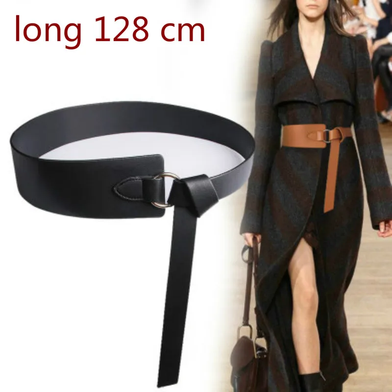 

128CM Fashionable And Versatile Decoration Women Waistband With Dress Wide Knot Belt Black Fashion Long Coat belt