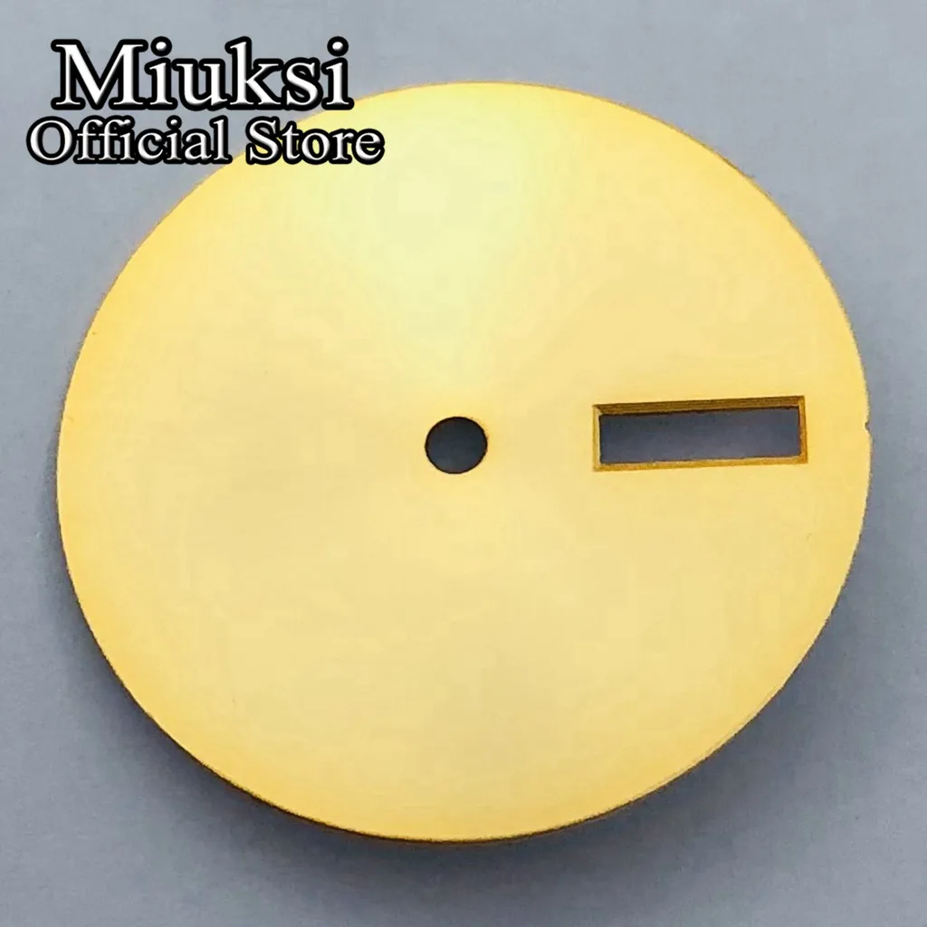 Miuksi 28.5mm black watch dial date window dial fit NH35 NH36 movement