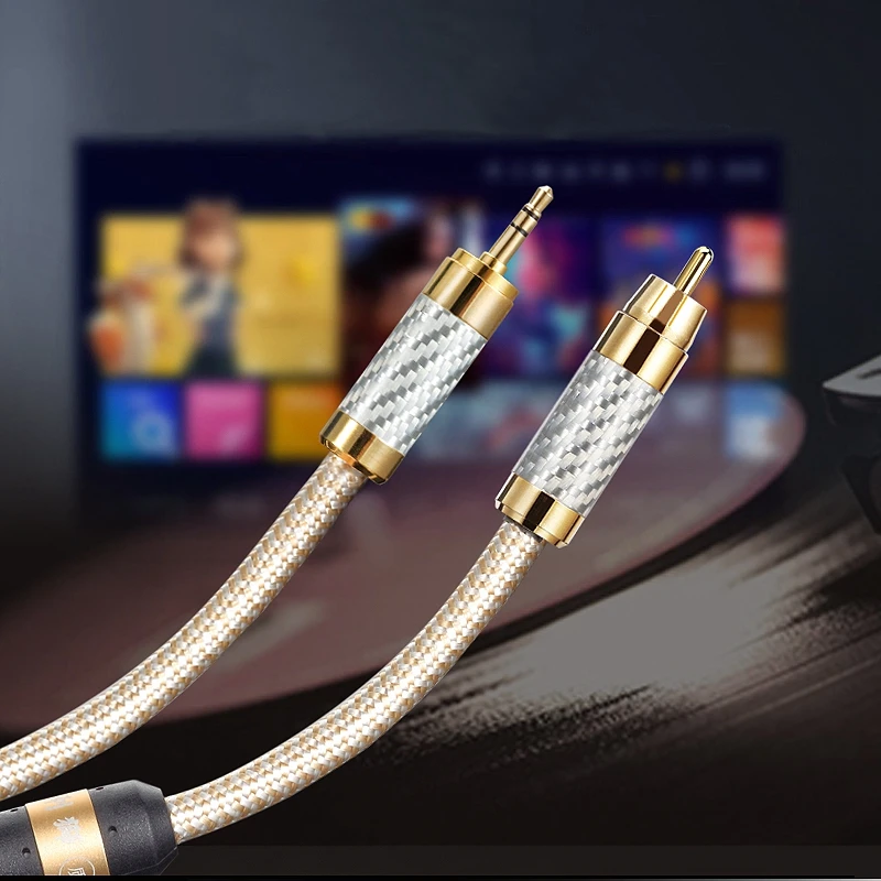 HIFI Mini Jack 3.5mm to RCA Audio Cable for Mobile Phone Headphone Latop TV DVD Amplifier Soundbox Silver-plated Cable