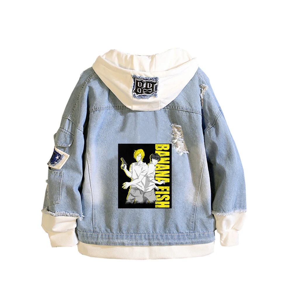 

BANANA FISH Demin Jacket Anime Jeans Hoodies Ash Lynx Long Sleeve Women Sweatshirt Harajuku Boys Streetwear Couple Clothes