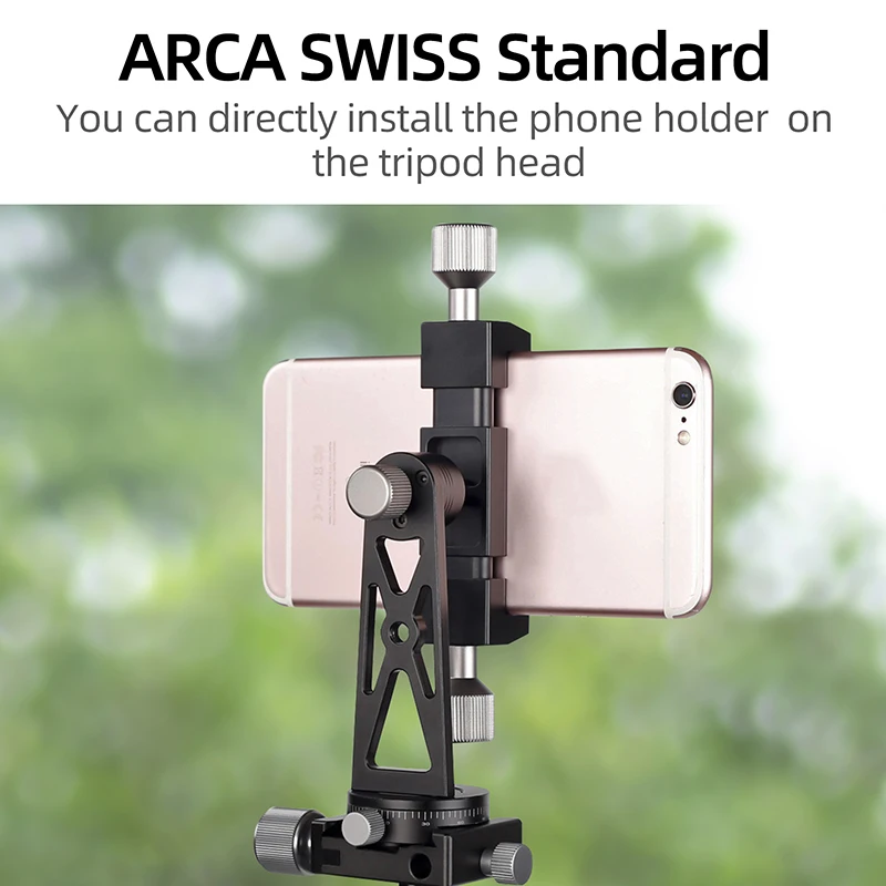 Cimapro CP-5 All Metal Tripod Mount Adapter Cell Phone Clipper Holder Vertical 360 Rotation Tripod Stand for smart phones Tripod