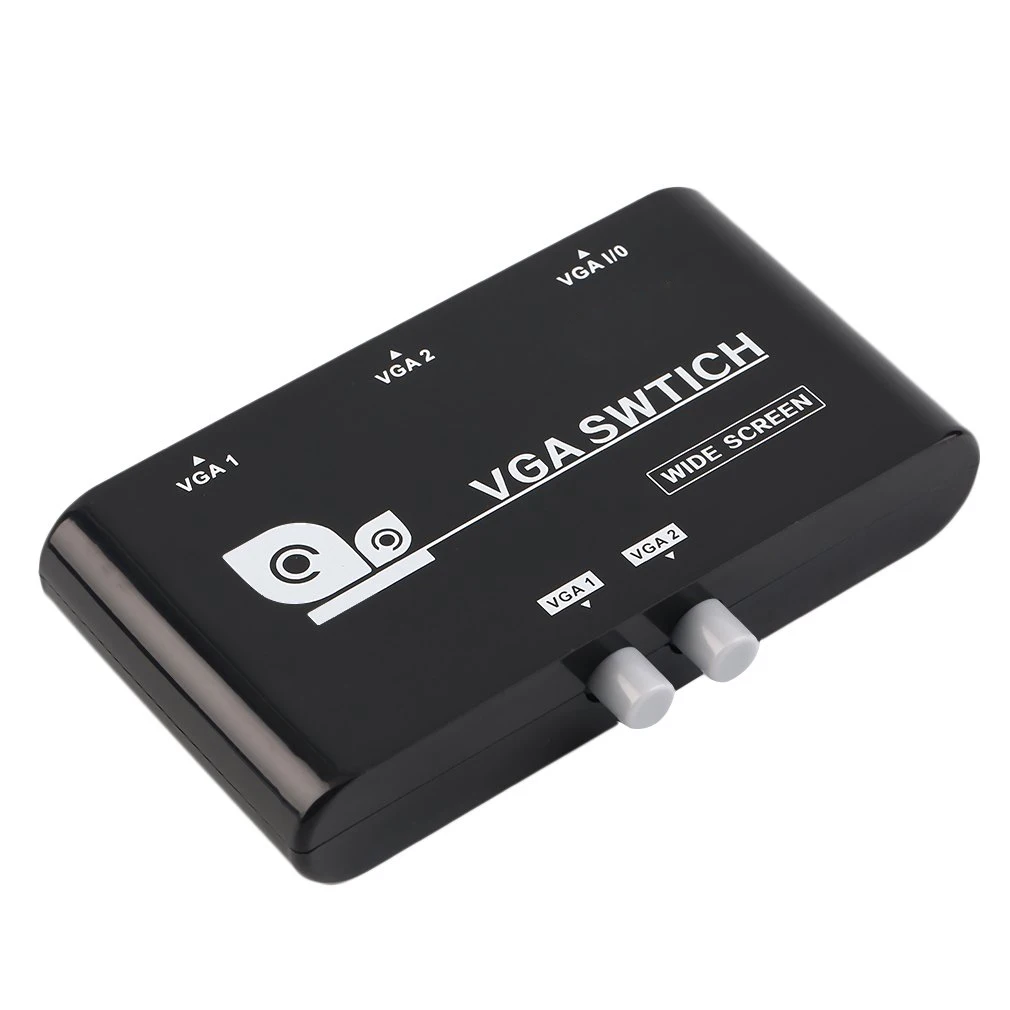 2 em 1 para fora vga caixa de seletor de vídeo vga kvm switch 2-way compartilhamento interruptor switcher caixa para projetores de monitor de computador