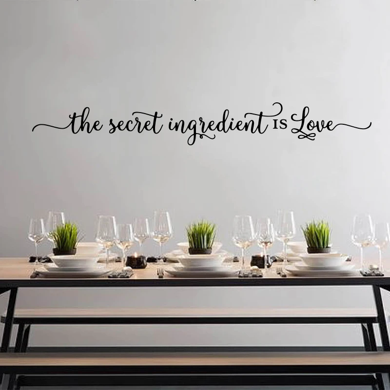 THe Secret Ingredient Is Love Wall Sticker Kitchen Resturant Family Cook Love Quote Wall Decal Dinning Room Vinyl Decor