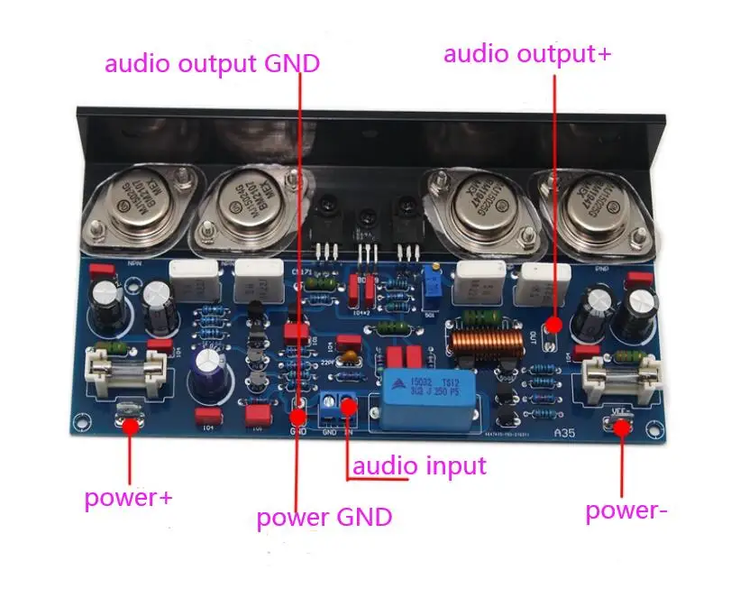 HiFi Fever Gold Sealed Tube ON MJ15024 MJ15025 Class AB Fully Discrete Audio Amplifier Board 25 Times Magnification