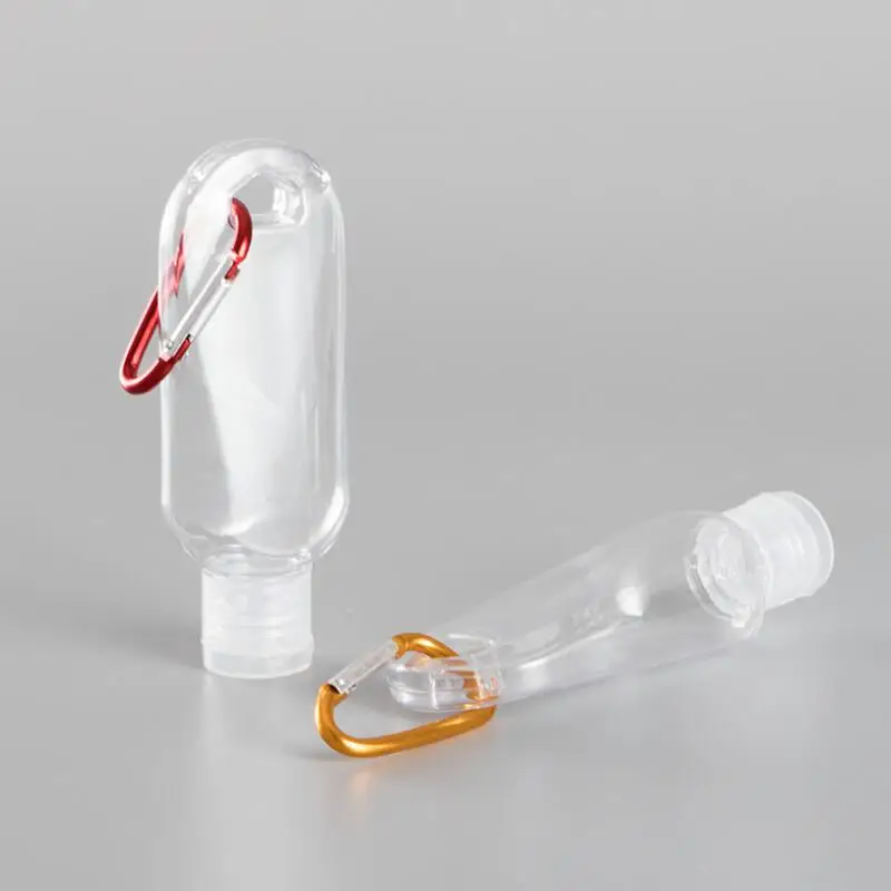 50ml Empty Alcohol Refillable Bottle with key ring hook Clear Transparent Plastic travel hand sanitizer bottle LX2972