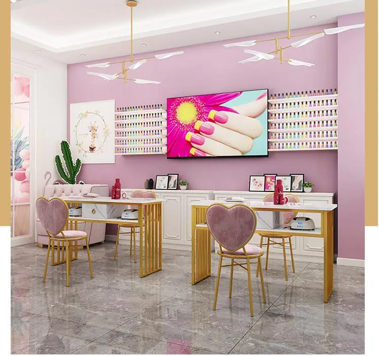 Moderne Eenvoudige Manicure Tafel En Stoel Set Enkel Dubbel Triple Netto Rode Manicure Tafel Dubbeldeks Manicure Tafel Zuinig