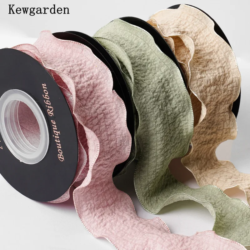 

Kewgarden DIY Hair Bow Hairpin Accessories Handmade Tape 1.5" 4cm Wrinkled Satin Ribbon Flower Gift Packing 10 Yards