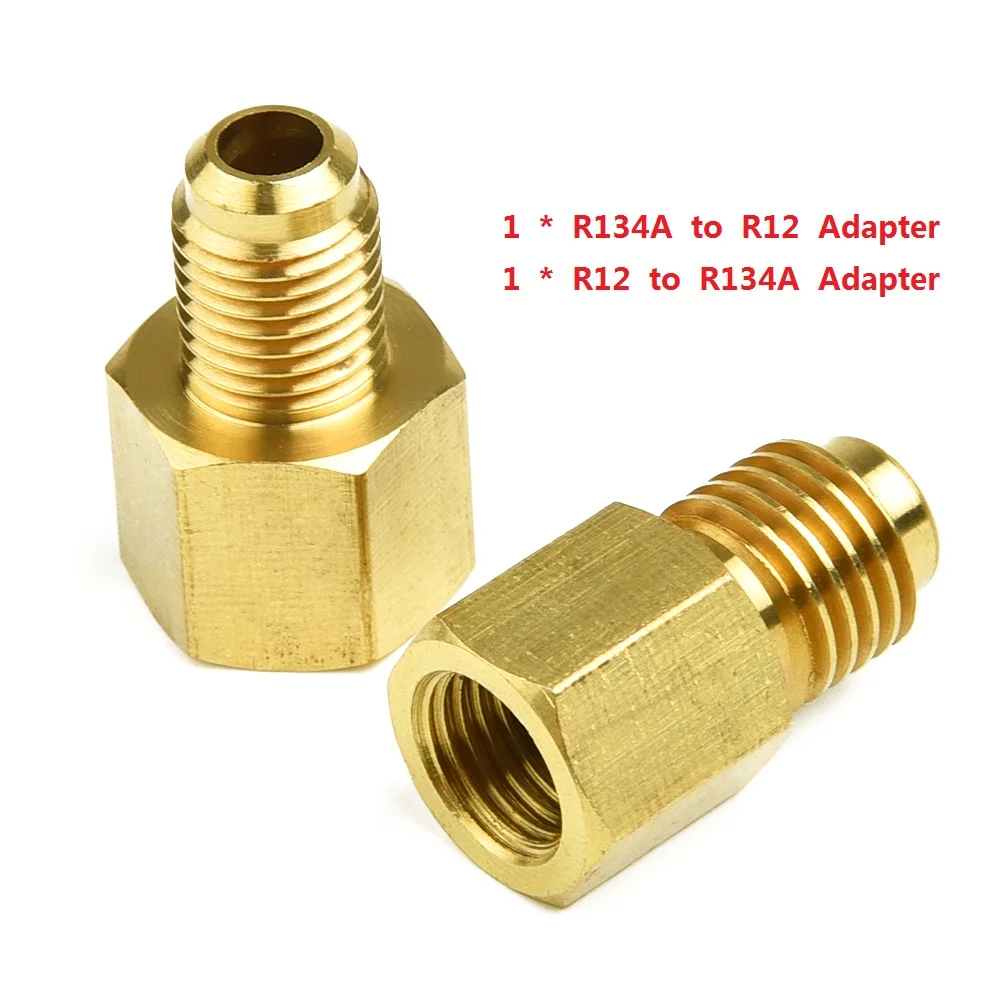 2xR12 To R134a R134a To R12 Adapter Kits 1/4 Female Flare 1/2 Acme Male Car Air Conditioner Adapter Safety Valve