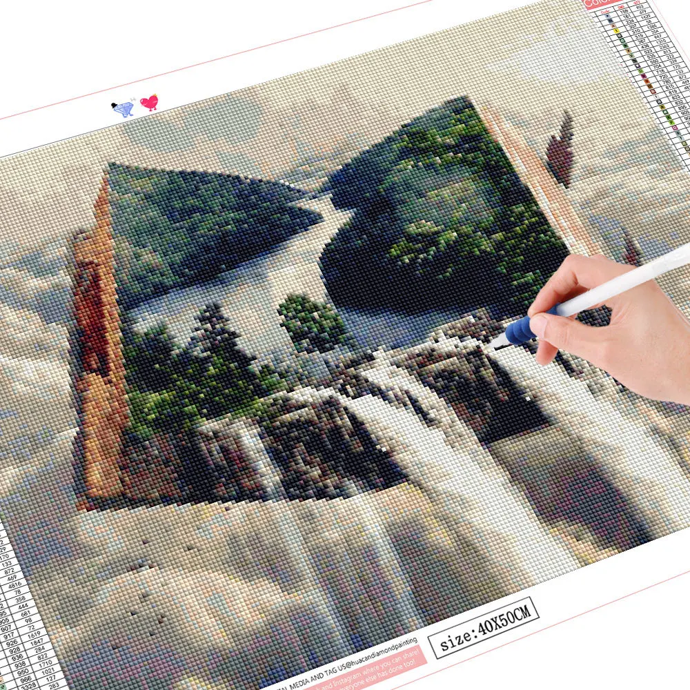 HUACAN Diamond Painting New Landscape Waterfall Rhinestones 5D DIY Diamond Embroidery Cross Stitch Book Mosaic Home Decor