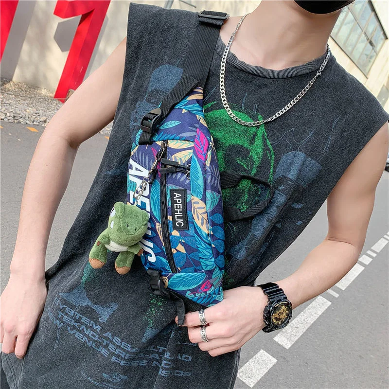 Japanese Sports Shoulder Chest Bag Men\'s Super Sacoche Homme Bag Crossbody Bags Side Bag For Men Motorcycle Waist Sling Canvas