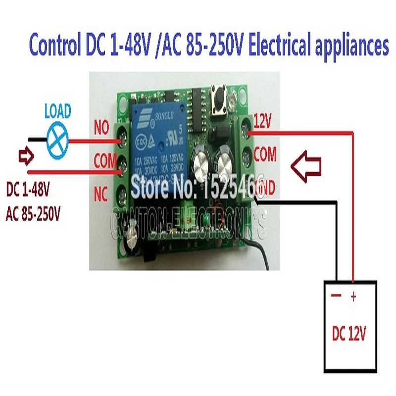 DC 12V 433M RF Wireless Receiver Learning Code Relay Module For EV1527 PT2262 ASK OOK Remote Control