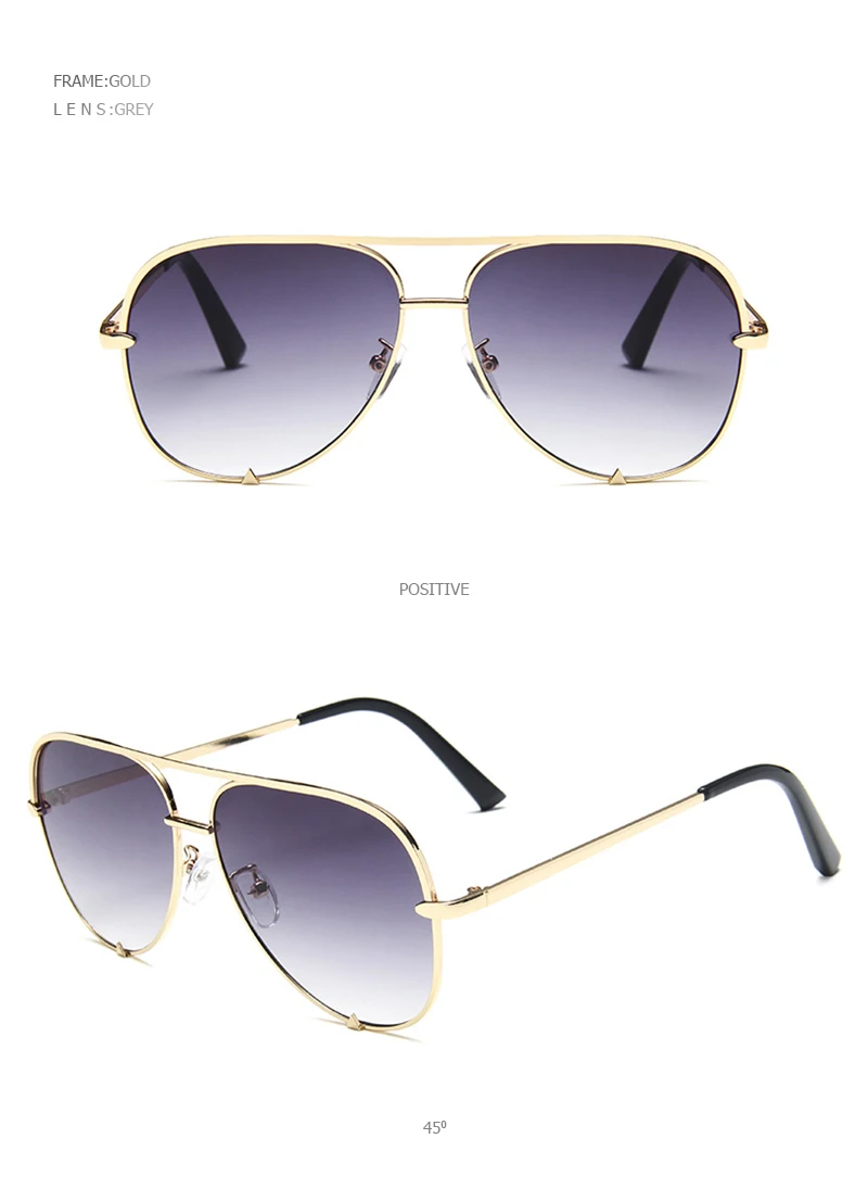 Klassische Metall Luftfahrt Sonnenbrille Frauen Mode Legierung Pilot Sonnenbrille Männer Farbverlauf Schwarz Driving Shades Damen UV400 – Detail 11