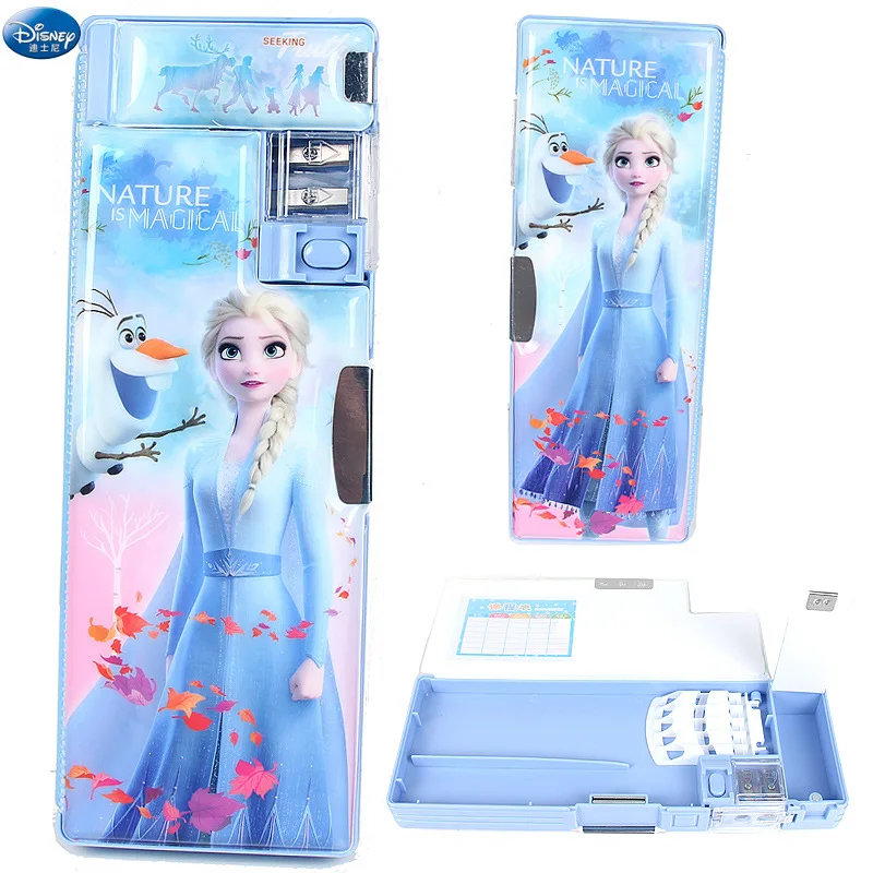 Imagem -02 - Disney Frozen Bonito Colorido Papelaria Caixa Multifuncional Grande Capacidade Lápis Case com Lápis Sharpener Escola Suprimentos Presente