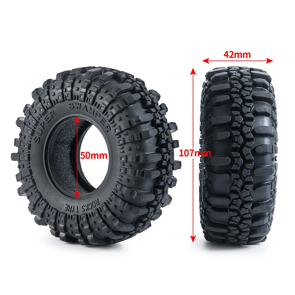 AXSPEED-neumático de goma Rocks para coche teledirigido, 1,9 pulgadas, 107mm, 137mm, 2,2 pulgadas, para 1/10 Axial SCX10 90046 TRX4 D90 D110