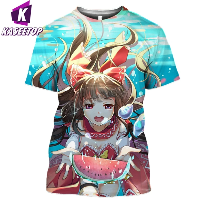 Anime Girl T Shirt Men 3D Beach Women Samurai Tops Touhou Project Tshirt Sexy Bikini Hentai Cartoons Beauty Sportswear T254