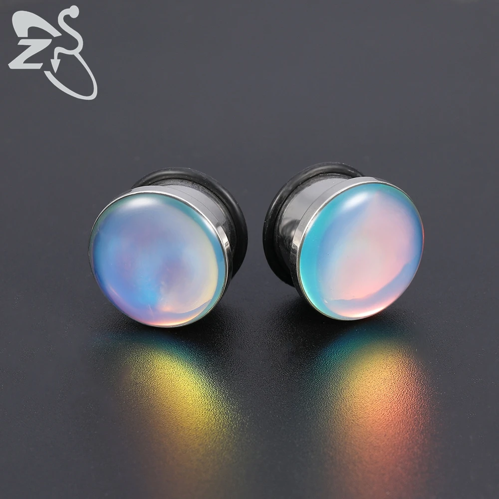 ZS 6-16mm 4 Colors Crystal Epoxy Ear Tunnels Plugs Shinning Ear Expander Flesh Piercing for  Women Men Vintage Earrings Jewelry