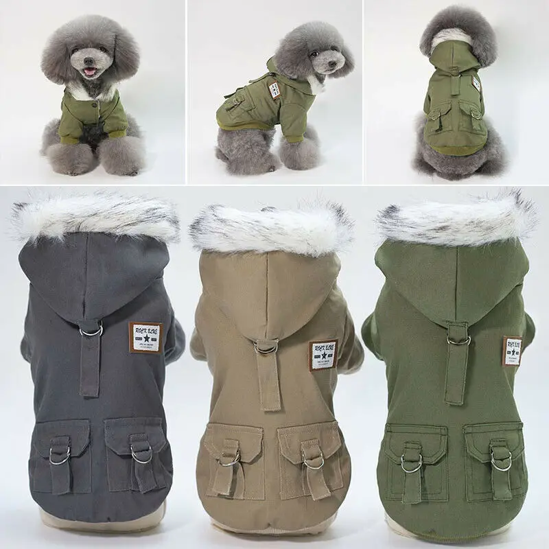 

Punk Dog Clothes Winter Warm Down Jacket Hooded Clothes Lightweight Hoodie for Small Medium Dogs Pet Puppy Dog Coat