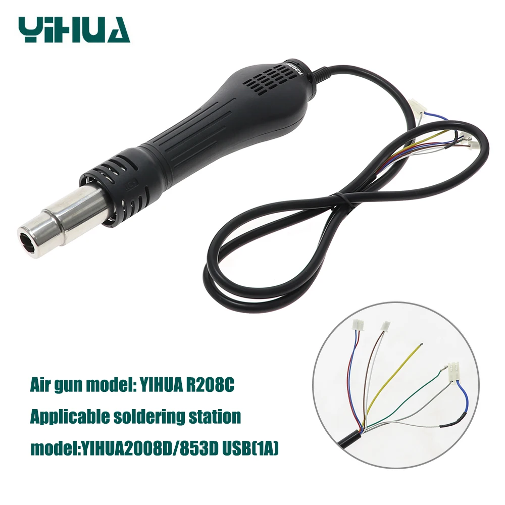 YIHUA Long Steel Cylinder Heat Gun Handle,wind Machine Heat Gun for 2008D  853D USB(1A) Soldering Station