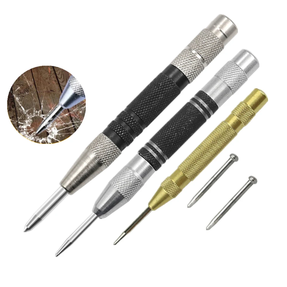 

128/155mm Automatic Centre Punch Spring Loaded Locator Adjustable Center Pins Woodworking Metal Tools Press Dent Marker Tool Kit