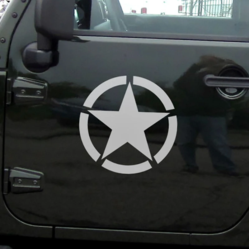 Noizzy Willys Star US Army Car Sticker Auto Decal Door Vinyl Reflective Black White for Jeep Wrangler Renegade Grand Cherokee