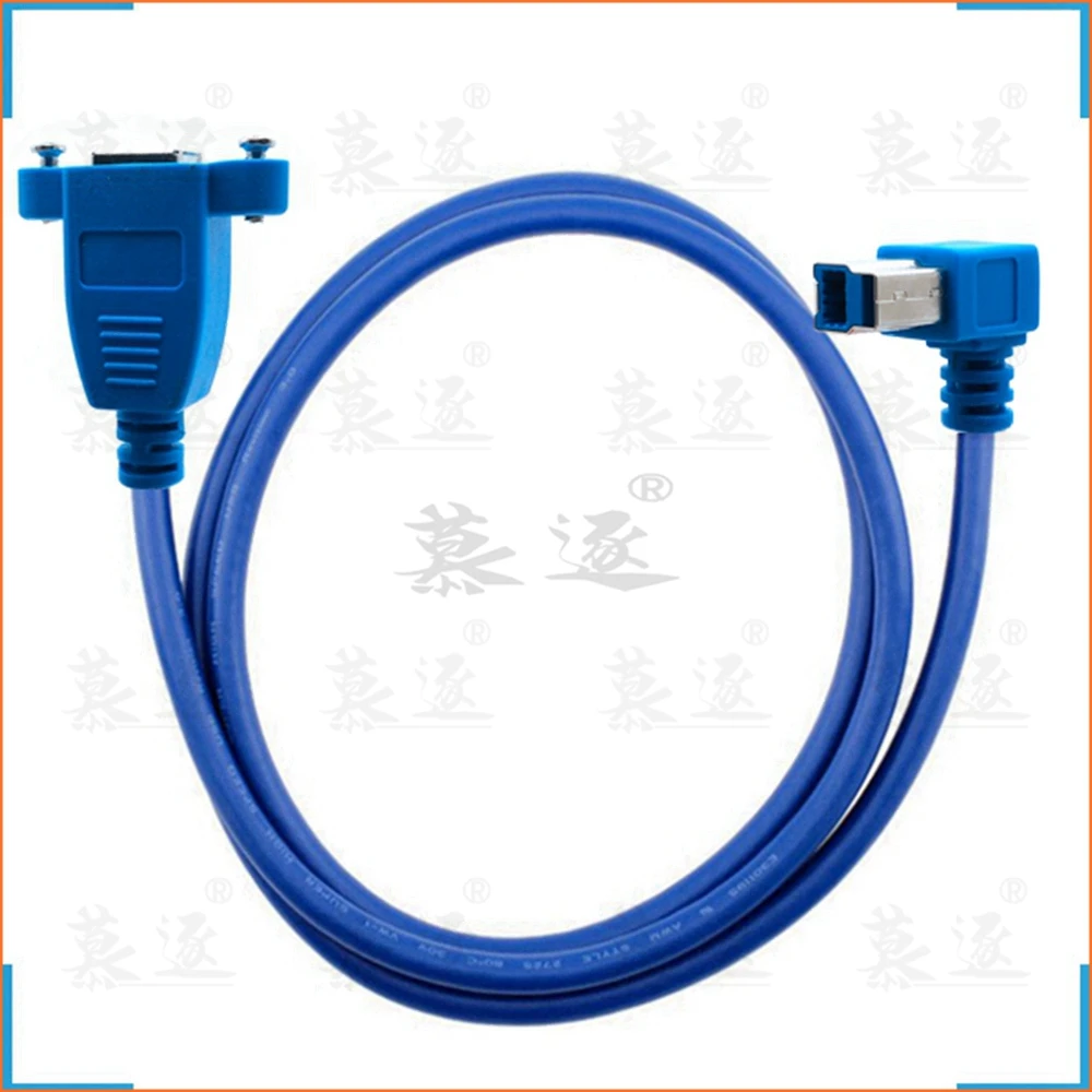 USB 3.0 اللوحة الخلفية جبل B نوع أنثى إلى الزاوية اليمنى 90 درجة B نوع ذكر تمديد كابل 0.5 متر