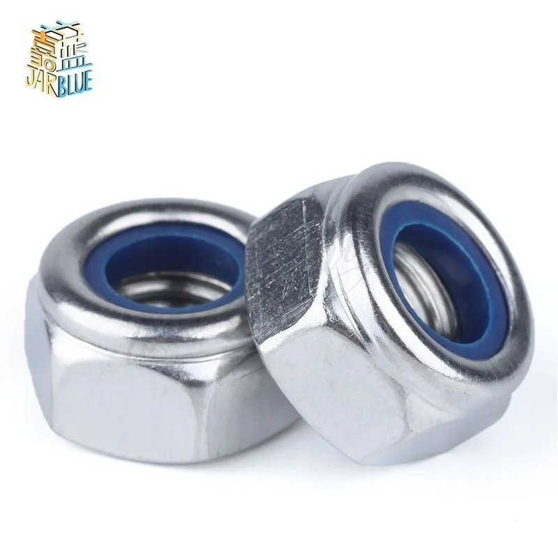 50Pcs DIN985 M2 M2.5 M3 M4 M5 M6 M8 Galvanized Carbon Steel Self-locking Nut Lock Nut Locknut Slip Nylon Hex Nut