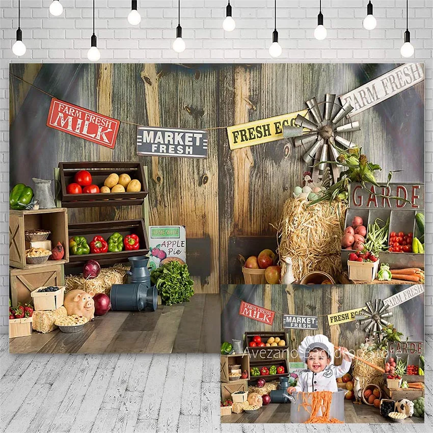 Avezano Backdrop Market Fresh Milk Vegetables Tomatoes Peaches Children Photography Backgrounds Photo Studio Photozone Photocall