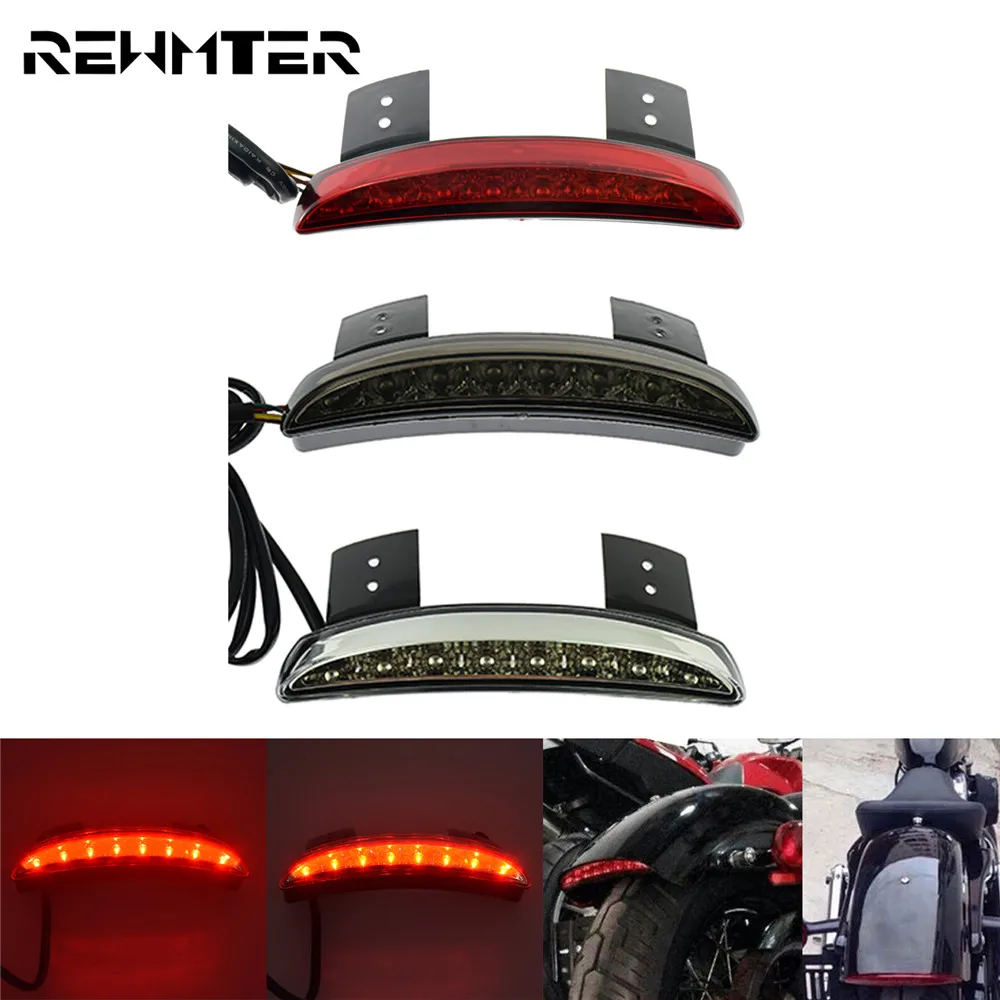 Motorcycle Chopped LED Rear Fender License Plate Brake Stop Tail Light Lamp For Harley Cafe Racer Sportster 883 1200 Forty Eight