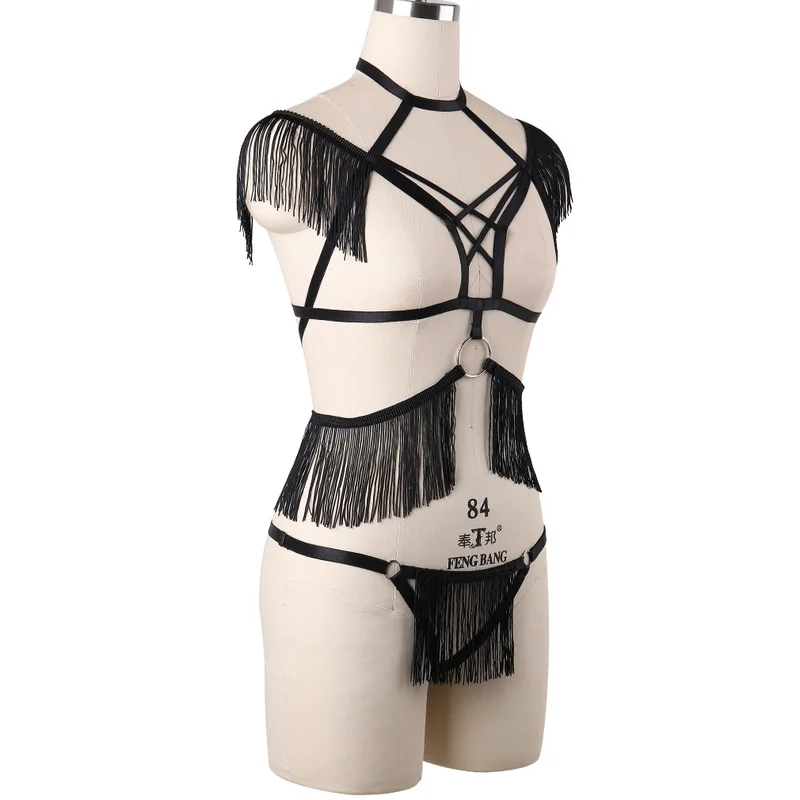 Hanaernes traje de carnaval punk, ajuste elástico, fantasia de carnaval, suspensório gótico, sutiã feminino, top apertado, liga, lingerie sexy