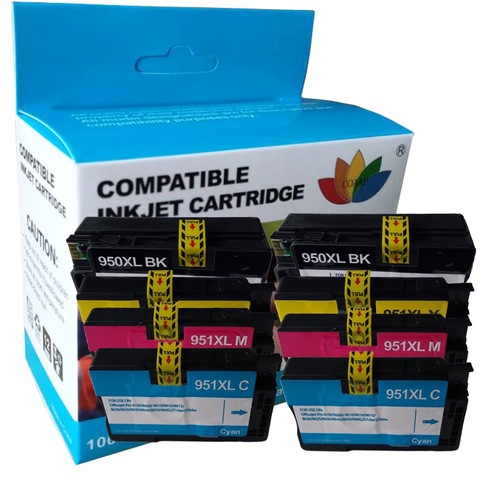 8pcs Replacement Ink Cartridge for 950XL 951XL 950 951 XL Officejet Pro 251dw/276dw/8100/8600/8610/8620