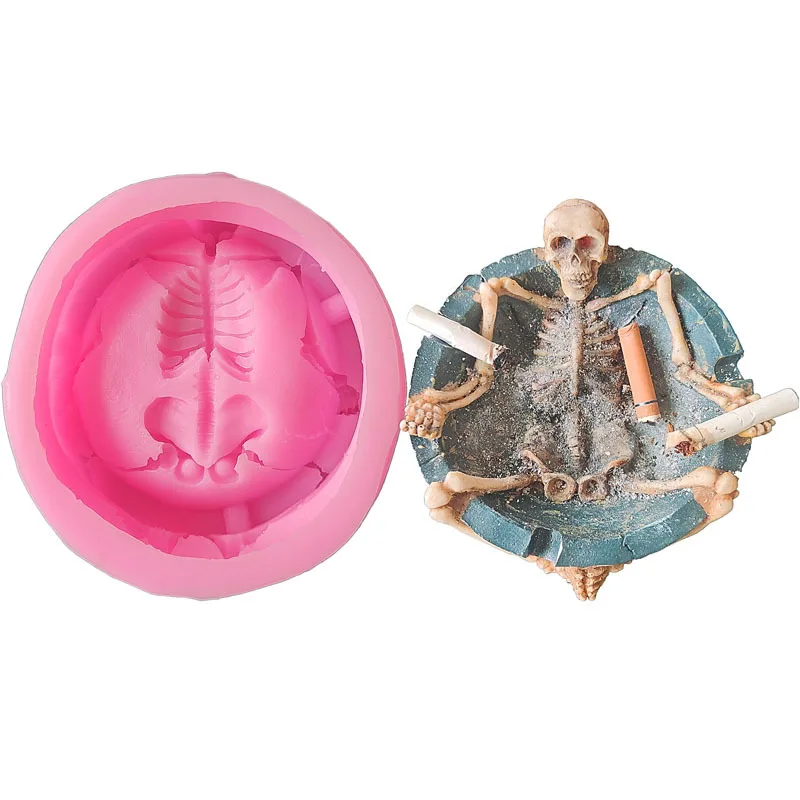 

Yoga Skeleton Man Silicone Ashtray Mold for Handmade Desktop Decoration Gypsum Resin Pen Holder Flower Pot Candy Silicone Mould