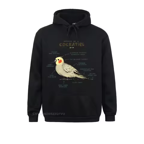 Anatomy Of A Cockatiel Hoodie Biology Schematic Graphic Bird Custom Harajuku Shirts Man Sweahoodies Fast Shipping