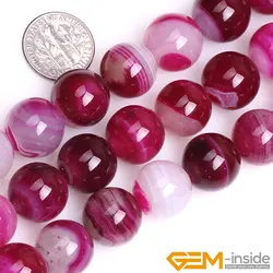 Pink Stripe Agates Round Loose Spacer Accessories Beads For Jewelry Making 15