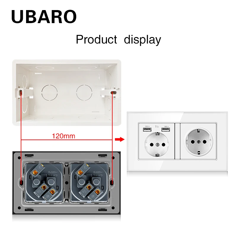 142*80*55mm Socket Concealed Bottom Case PC Plastic Material White Surface Outlet Wall Touch Switch Combination Junction Box