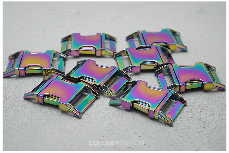 1pc Metal Colorful Side Release Curved Buckles Durable Plated Buckle 10mm, 15mm, 20mm, 25mm Dog Collar Paracord DIY Accessories