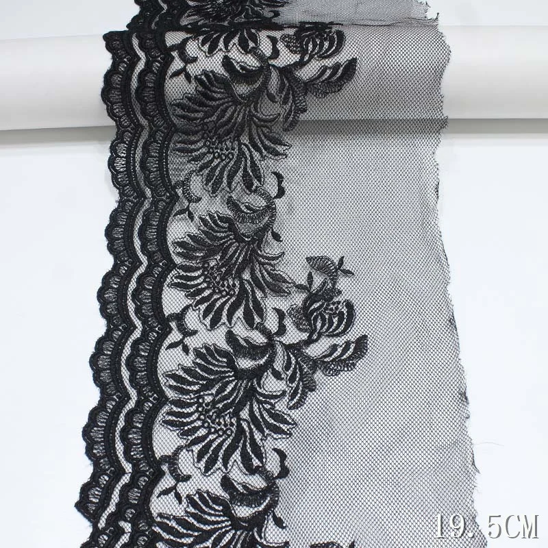 

29Yds Black Lace Trim Embroidered Lace Fabrics DIY Clothing Accessories High Qualtiy Floral Lace For Underwear Sewing Crafts