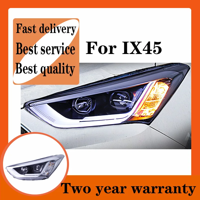 For Hyundai IX45 LED Headlight New SantaFe Headlight DRL Lens Double Beam H7 HID Xenon bi xenon lens