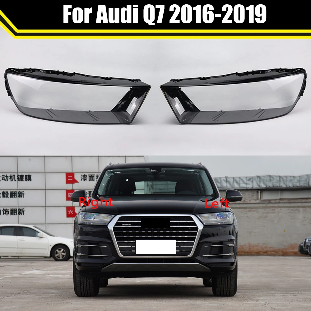 Car Front Headlight Lens Cover Lampshade Glass Lampcover Caps Headlamp Shell Transparent Light Lamp Case For Audi Q7 2016~2019