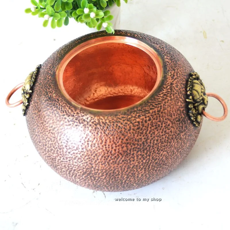 Pure Copper Handmade Tea Storage Container Pot with Lid Thick Upscale Gift