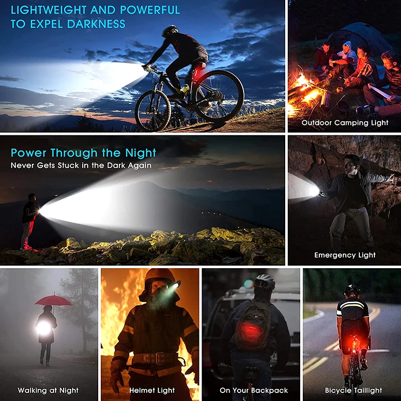 100000LM 10400mAh Bike Light front USB Rechargeable Bike Headlight 6/5/1LED Super Bright Flashlight Front Lights Back Rear