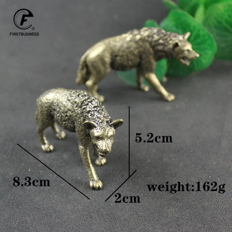 Solid Brass Hyena Figurine Miniature Office Desktop Pet Ornament Vintage Animal WOLF Statue Crafts Collection Home Decoration - view 3