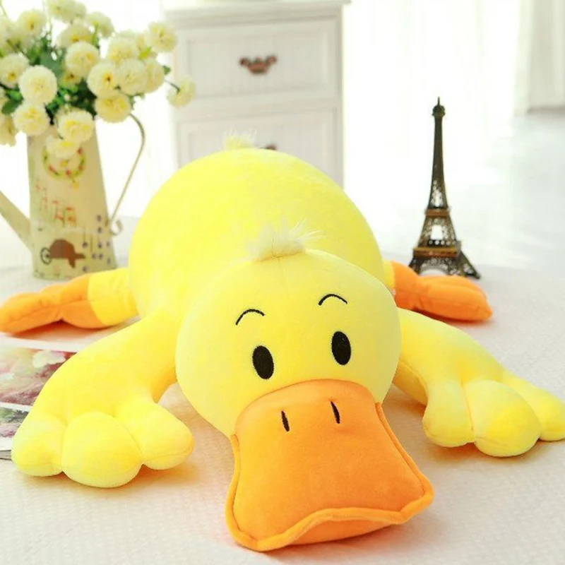 1pc 50/60/75cm Stuffed Down Cotton Lying Duck Lovely Yellow Duck Plush Toys for Children Soft Pillow Cushion Nice Birthday Gift