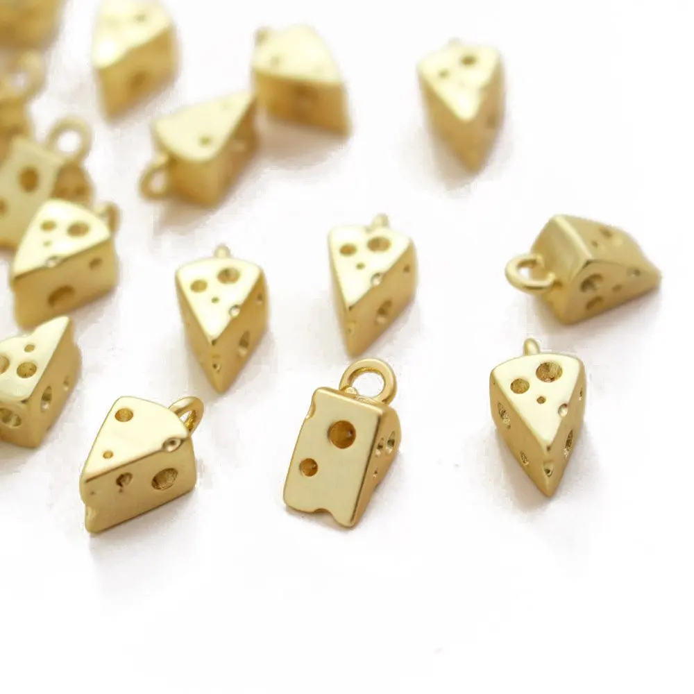 4PCS Creative Design Cheese Shaped Pendant 18K Gold Plated  DIY Earrings for Jewelry Findings Components Hand Made Supplies