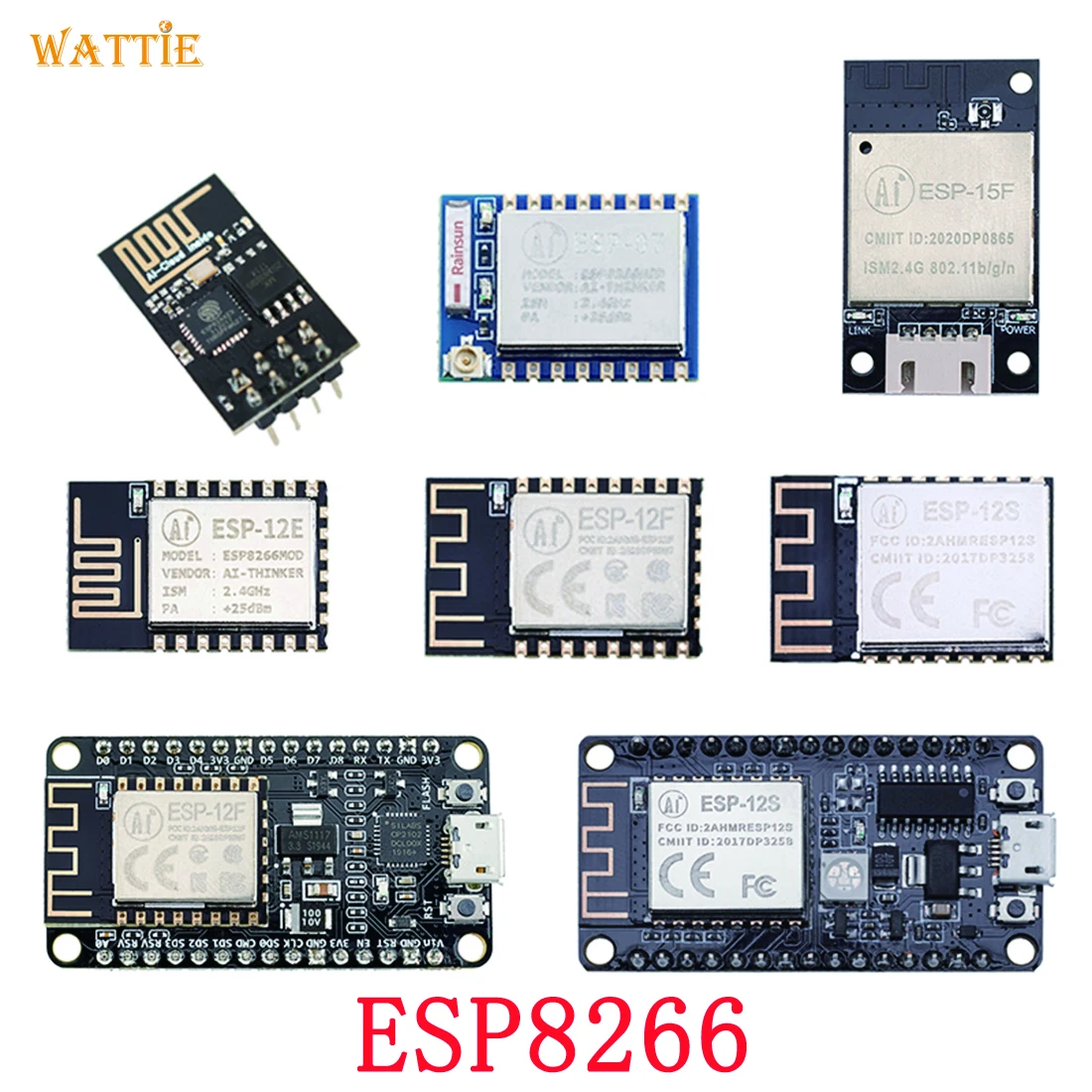 ESP8266 ESP-01 01S ESP-07 07S ESP-12E 12F 12S ESP-15F  NodeMCU -12F NodeMCU -12S CP2102 CH340 Ai-Thinker Original