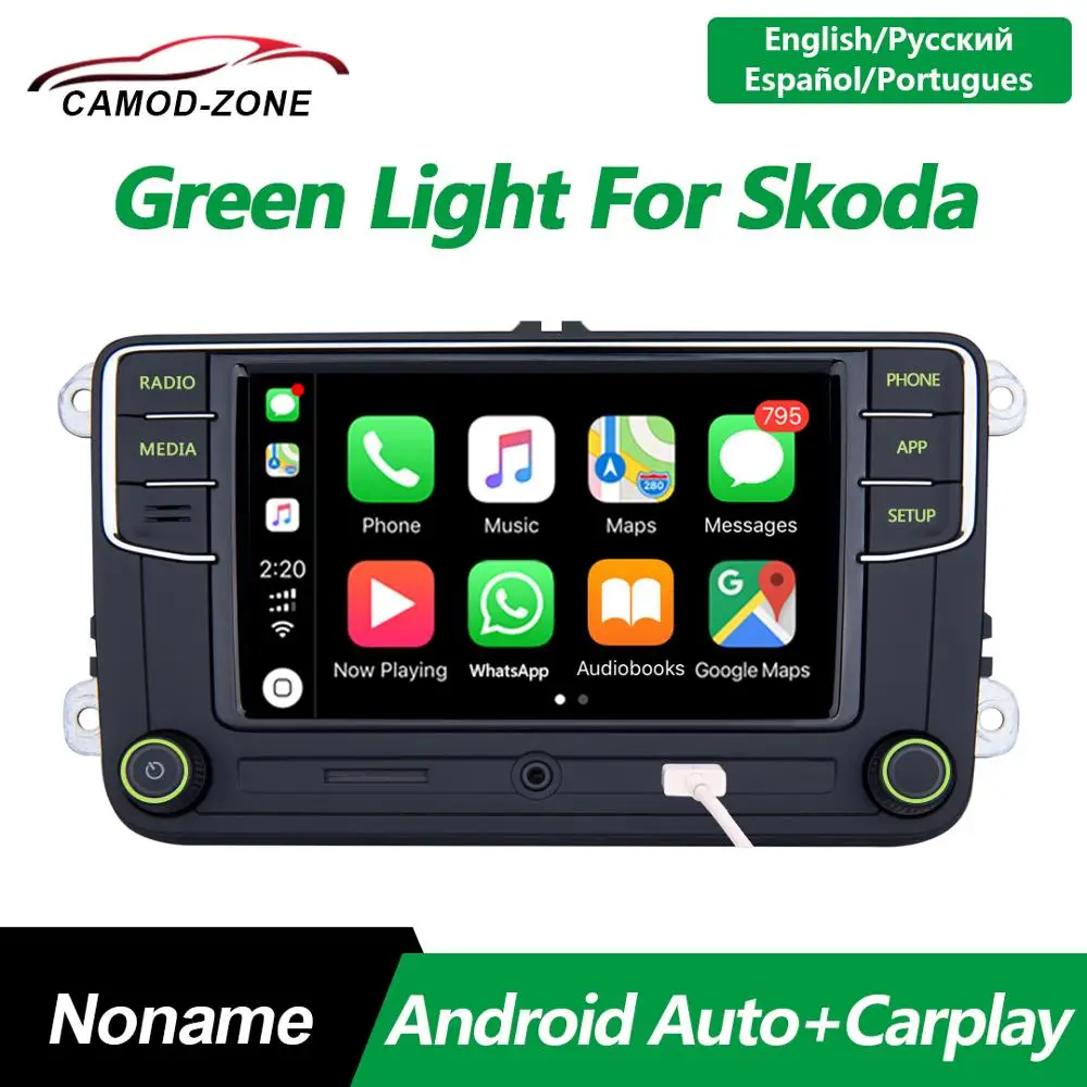 RCD330 Plus MIB Car Radio Android Auto Carplay Green Light RCD330G Noname 6RD 035 187B For VW Skoda Octavia Fabia Superb Yeti