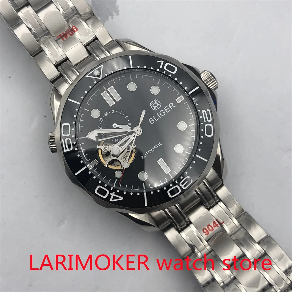 Pulsera de goma de 41mm NH39, cristal de zafiro estéril, esfera azul claro/negra, movimiento automático mecánico