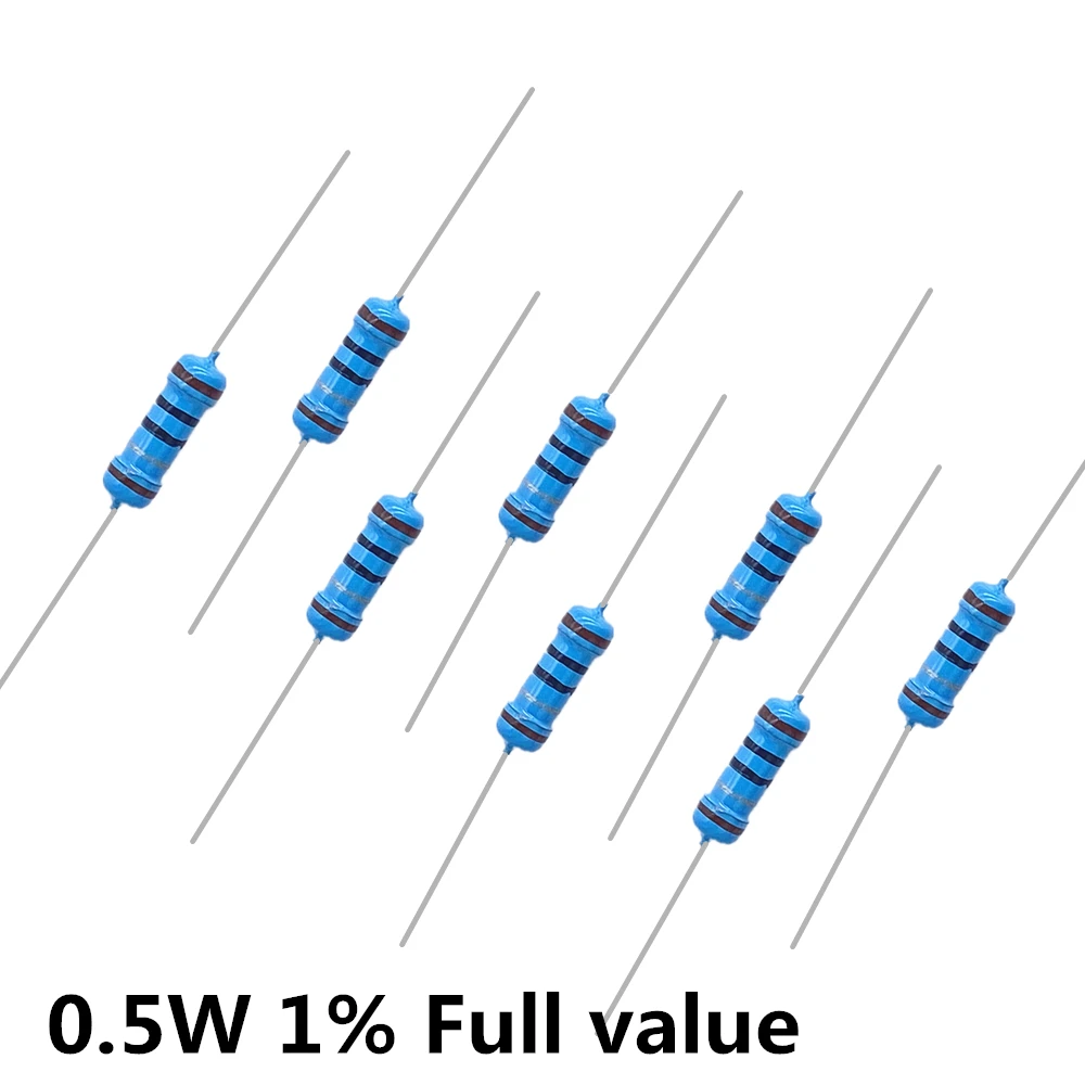 100pcs 1/2W 0.5W 1% Metal film resistor 220R 240R 270R 300R 330R 360R 390R 430R 470R 510R 560R 620R 680R 750R 820R 910R 1KR