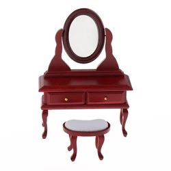 1/12 Scale Dollhouse Miniature Dressing Table with Rotatable Furniture