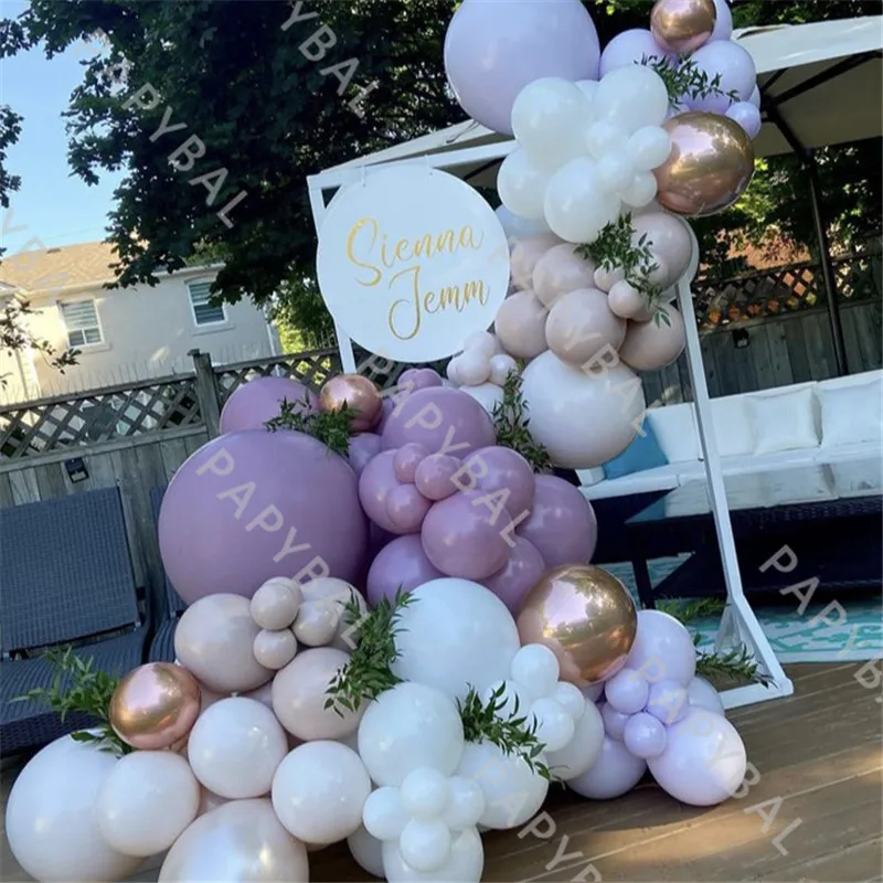 

99Pcs White Purple Balloons Arch Garland Kit Chrome Rose Gold Latex Balloon Set Wedding Birthday Party Decoration Supplies